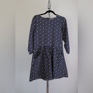 Anthropologie Satin Floral Long Sleeved Dress Medium